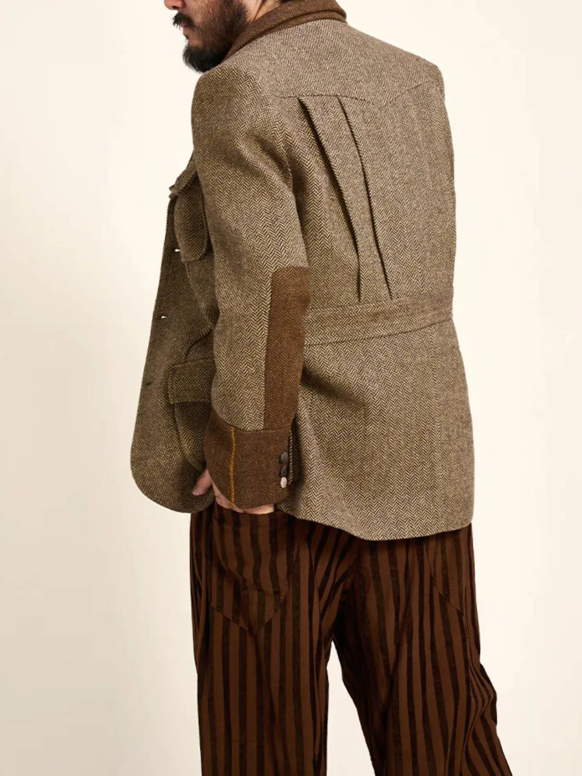 Herringbone Wool Tweed Hunting Jacket sold by Karaku product image thumbnail 4