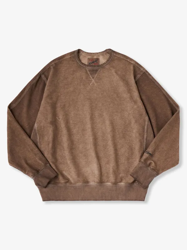 “KARAKU” Embroidered Logo Vintage-style Navy Crew Neck Sweatshirt sold by Karaku