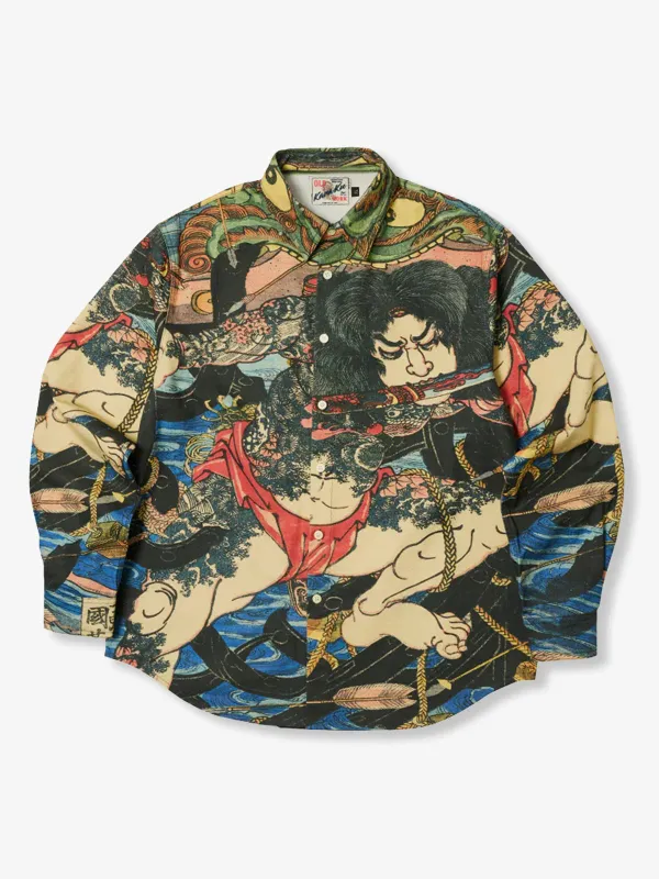 ‘White Streak in the Waves’ Zhang Shun Ukiyo-e Long Sleeve Shirt made by Karaku