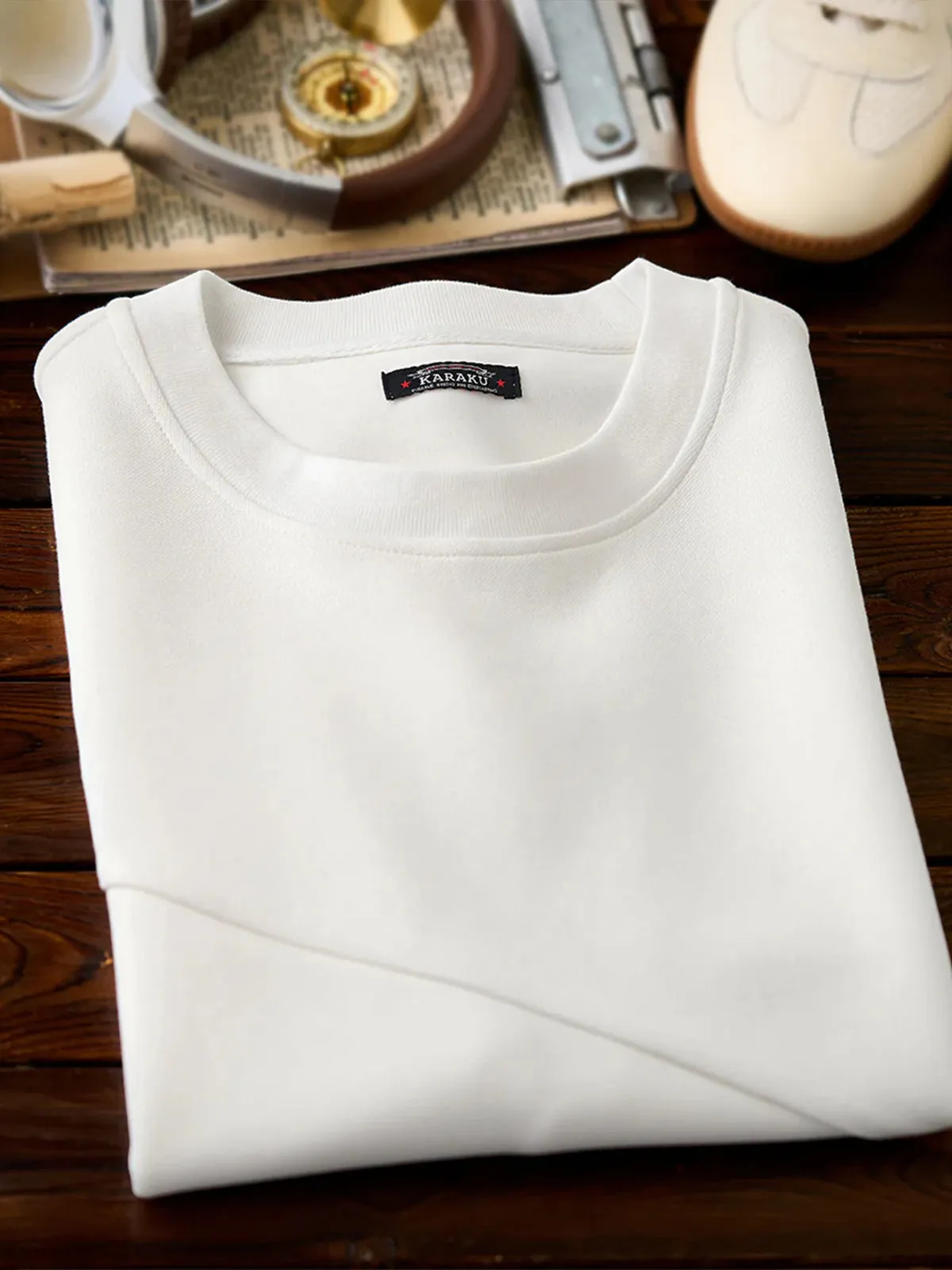 "Snowy Skier" Embroidered Piqué Cotton T-Shirt sold by Karaku product image thumbnail 5