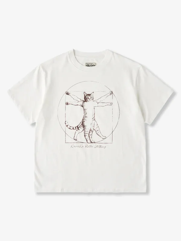 “Vitruvian Cat” Sketch-Style Line Drawing T-Shirt sold by Karaku