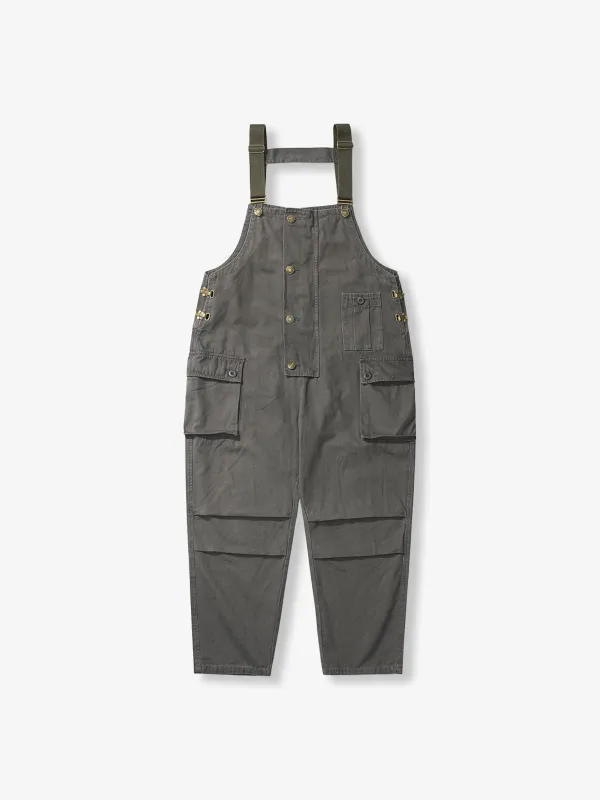 Knee-Tucked Multi-Pocket Work Overalls sold by Karaku
