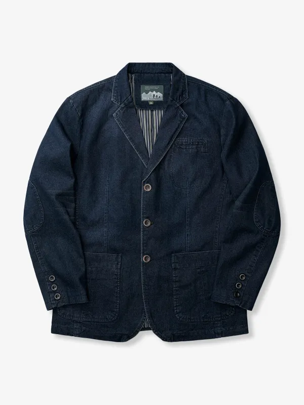 Multi-Stripe Lined Denim Blazer Jacket sold by Karaku
