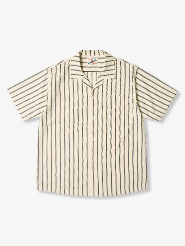 Triple Stripe Open-Collar Work Shirt sold by Karaku