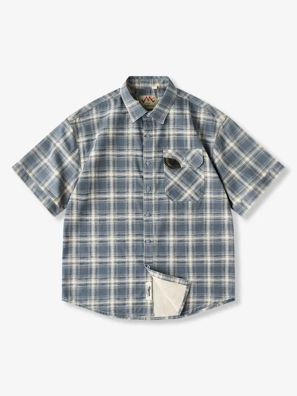 Cotton Plaid Patchwork Work Shirt – 3 Colors sold by Karaku