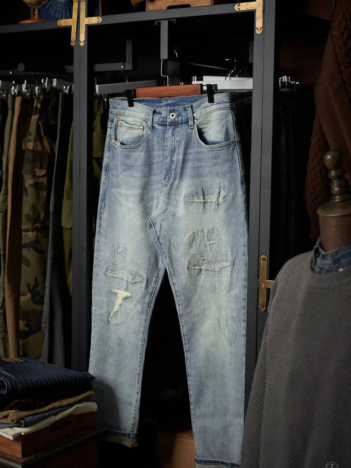 Heavyweight Handmade Distressed Denim Pants sold by Karaku product image thumbnail 4