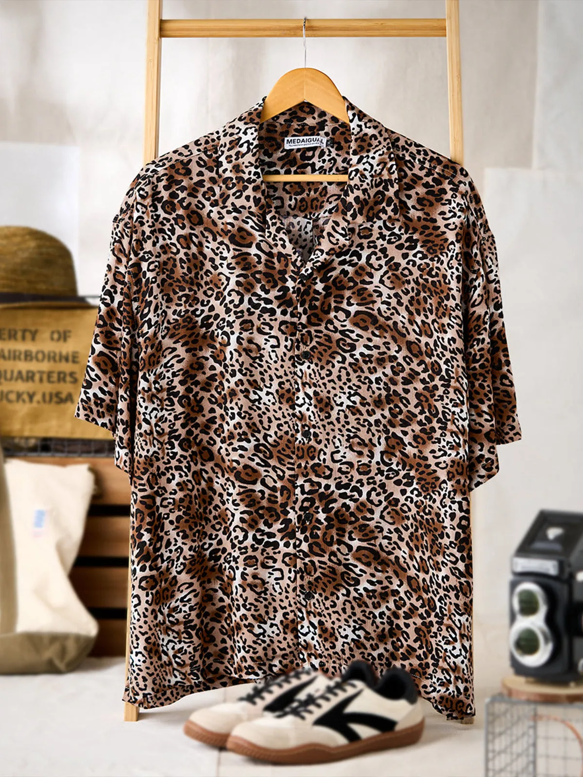 1970’s Leopard Print Open Collar Shirt sold by Karaku product image thumbnail 3
