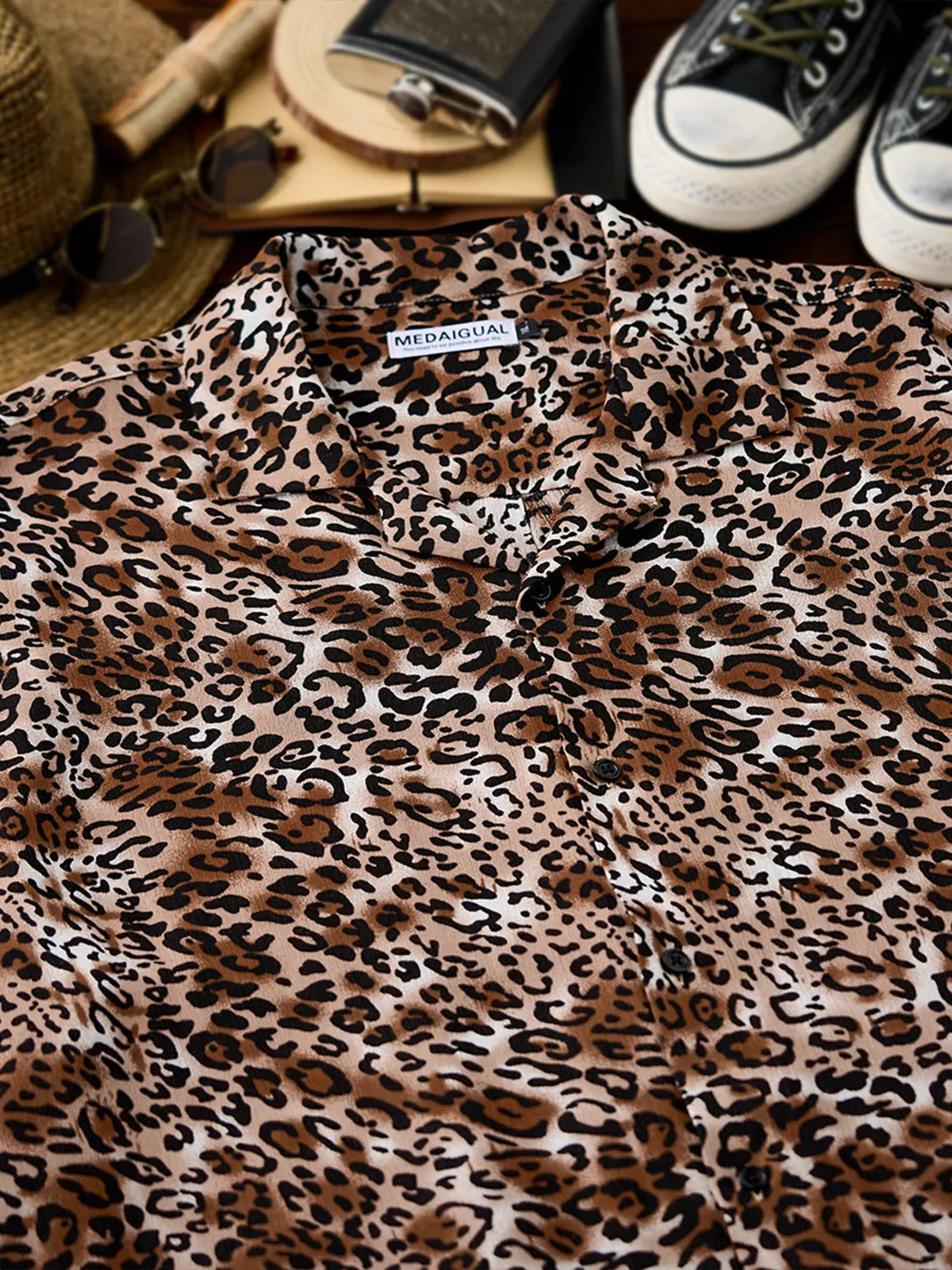1970’s Leopard Print Open Collar Shirt sold by Karaku product image thumbnail 5