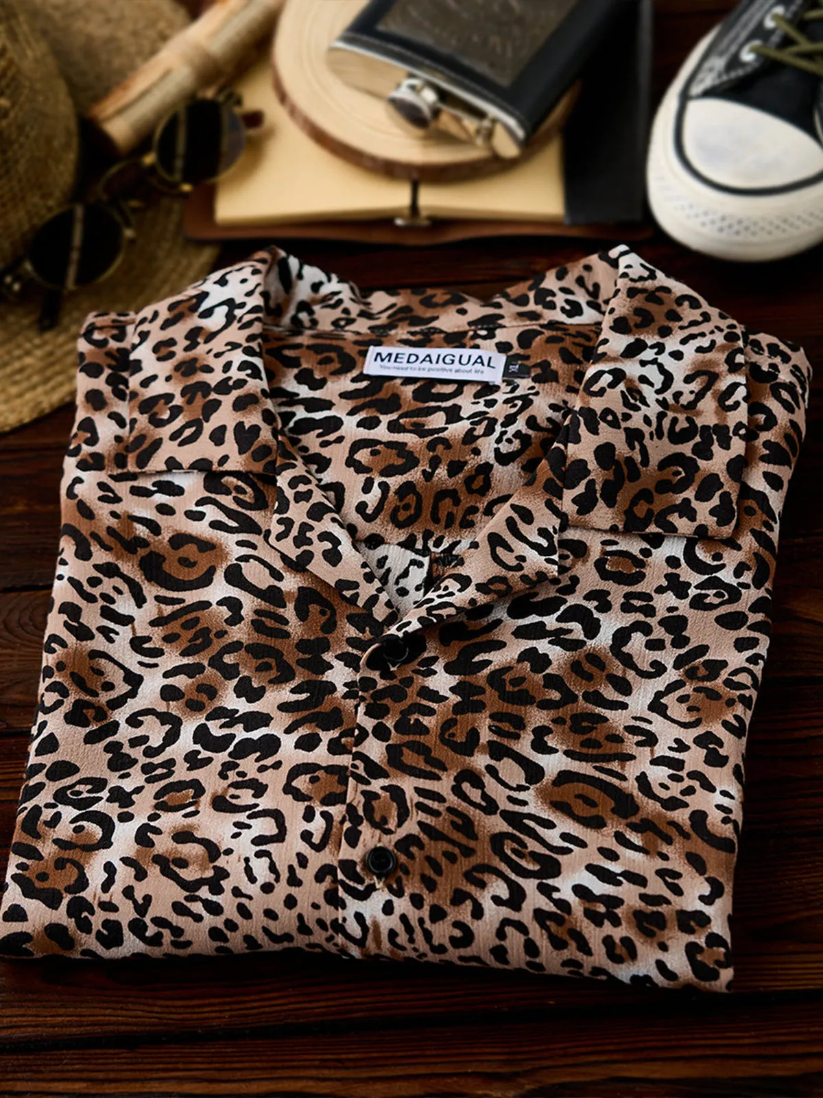 1970’s Leopard Print Open Collar Shirt sold by Karaku product image thumbnail 4