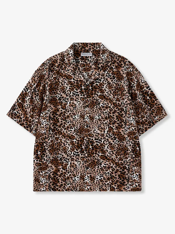 1970’s Leopard Print Open Collar Shirt sold by Karaku