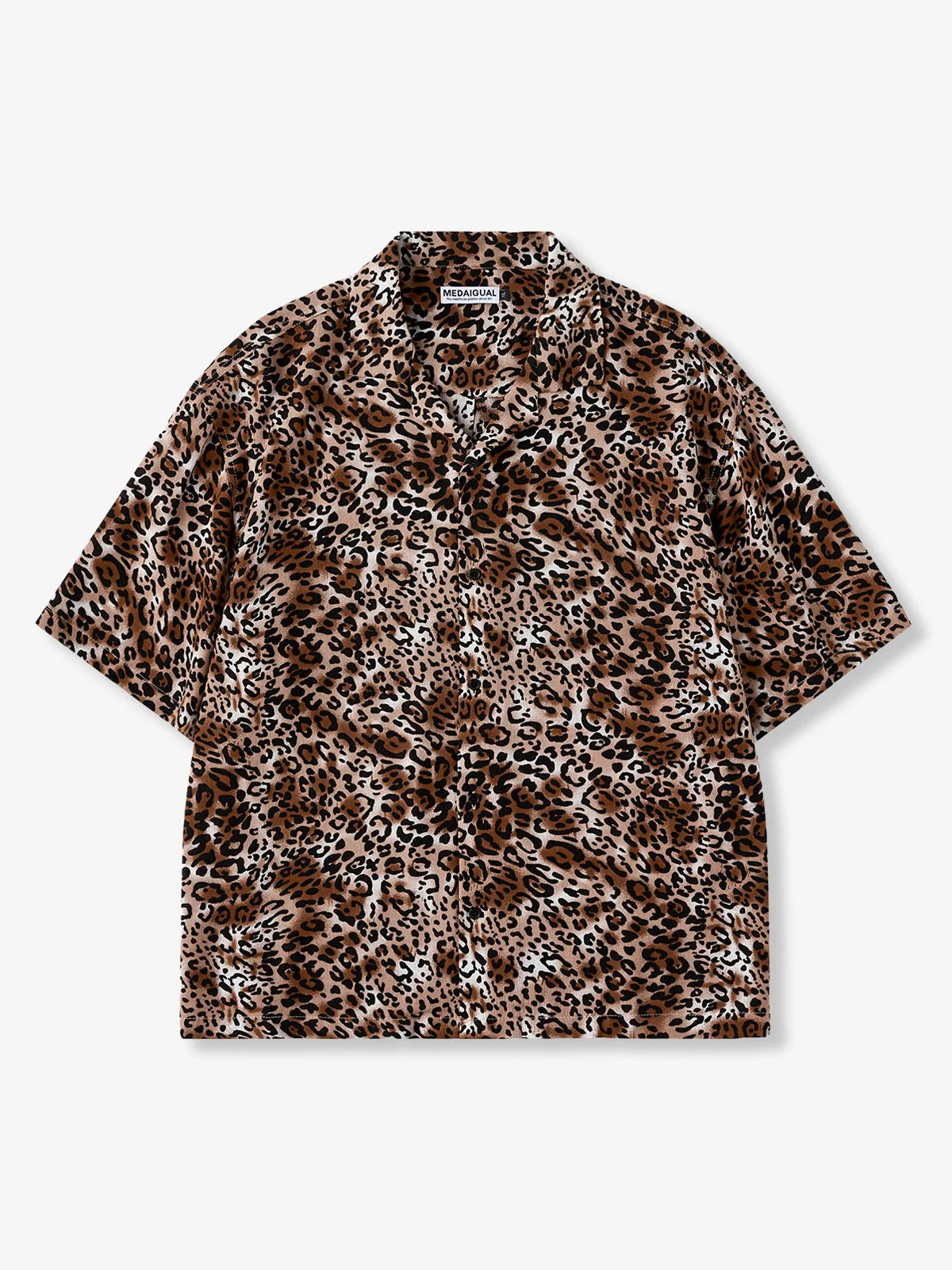 1970’s Leopard Print Open Collar Shirt sold by Karaku