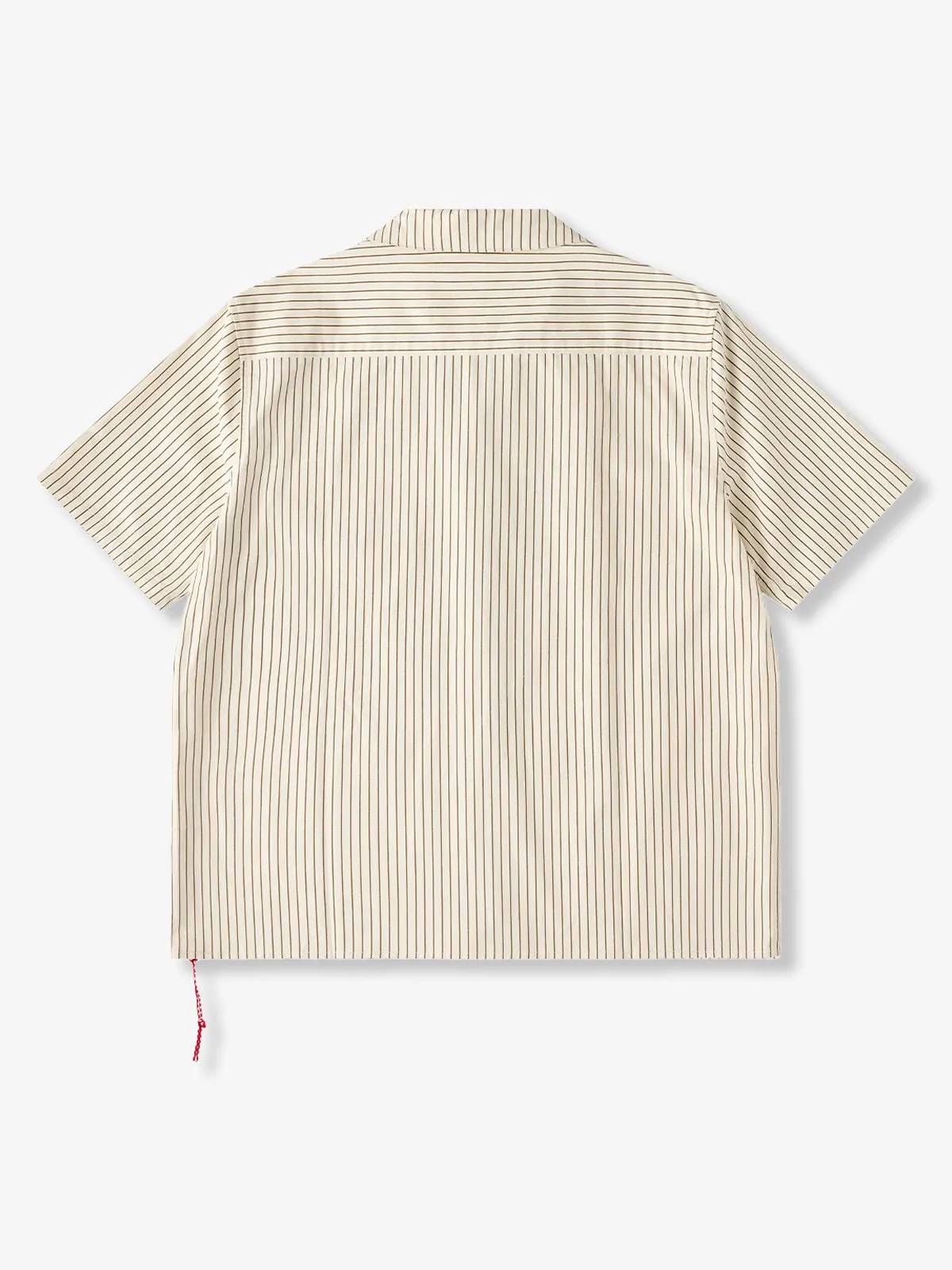 "KaraKu" Diamond Embroidered Logo Pinstripe Open Collar Shirt sold by Karaku product image thumbnail 2