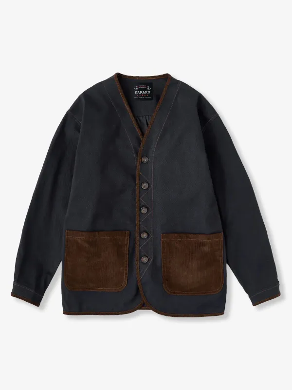 Corduroy Pocket Switchable Collarless Denim Jacket sold by Karaku