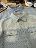 Striped & Solid Washed Short Sleeve Denim Work Shirt sold by Karaku