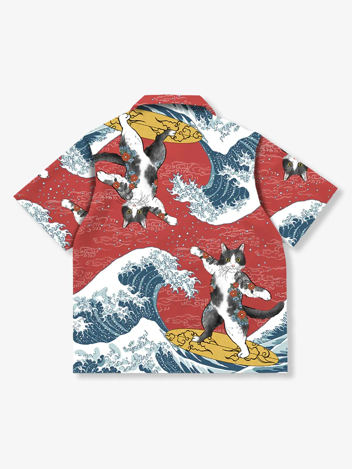 "KaraKux365CAT.ART" Kanagawa Oki Namura, Tattoo Cat Surfing Aloha Shirt sold by Karaku product image thumbnail 2