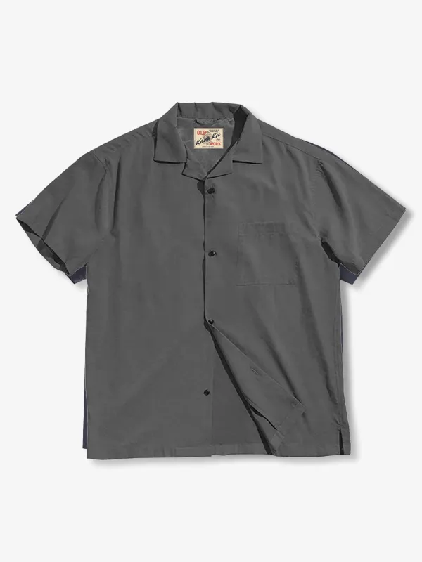 Solid Tricolor Peach Leather Cuban Collar Shirt sold by Karaku