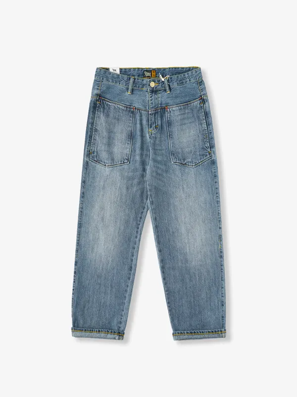 Washed Distinctive Pockets Two-tone Seams Jeans sold by Karaku