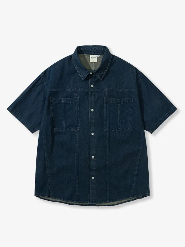 Double Pocket Washed Denim Work Shirt sold by Karaku