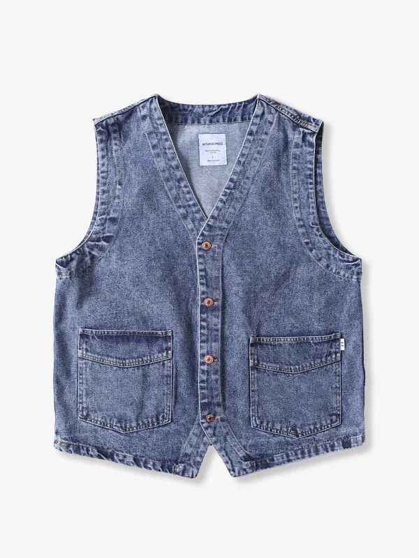 V-neck Washable Denim Vest sold by Karaku