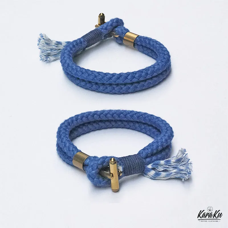 Brass Toggle Clasp & Linen Indigo-Dyed Bracelet sold by Karaku product image thumbnail 4