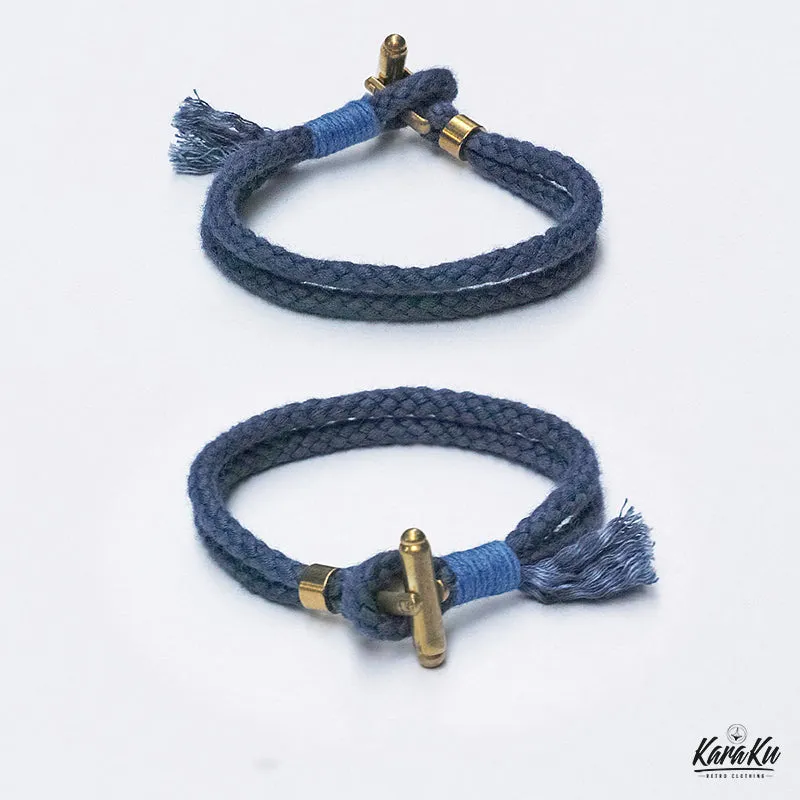 Brass Toggle Clasp & Linen Indigo-Dyed Bracelet sold by Karaku product image thumbnail 5
