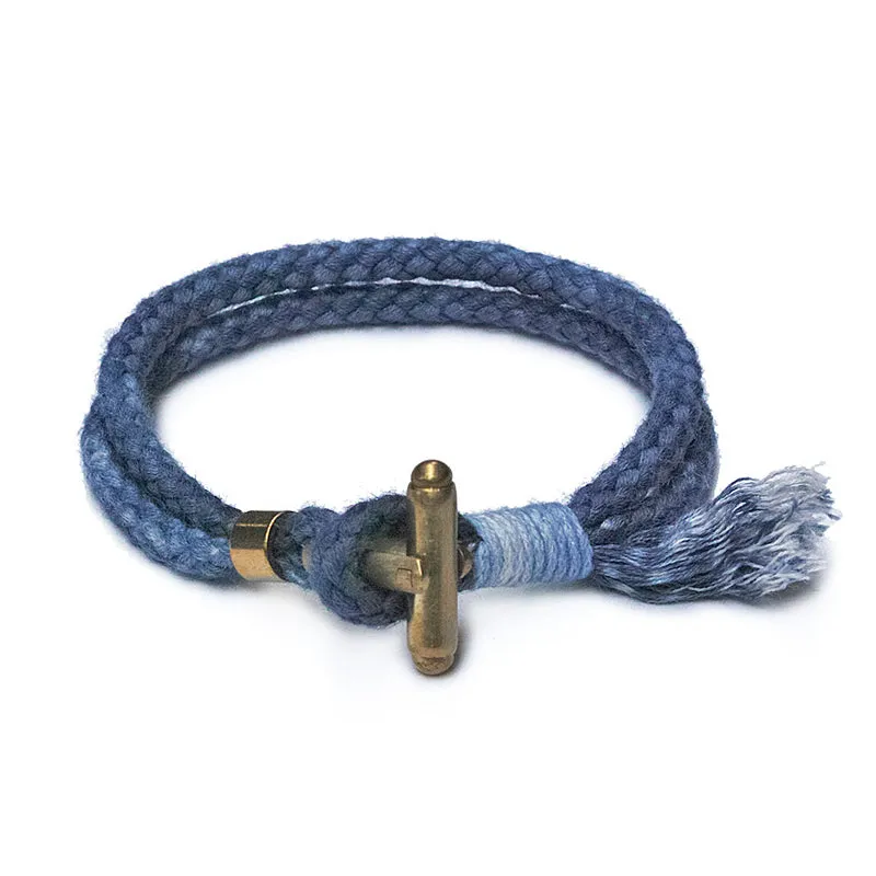 Brass Toggle Clasp & Linen Indigo-Dyed Bracelet sold by Karaku product image thumbnail 3