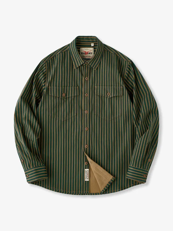 Distressed Vintage Stripe Heavy Duty Overshirt sold by Karaku