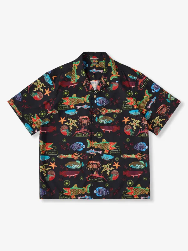 ''Deep Sea Neon Show'' All Over Print Aloha Shirt sold by Karaku