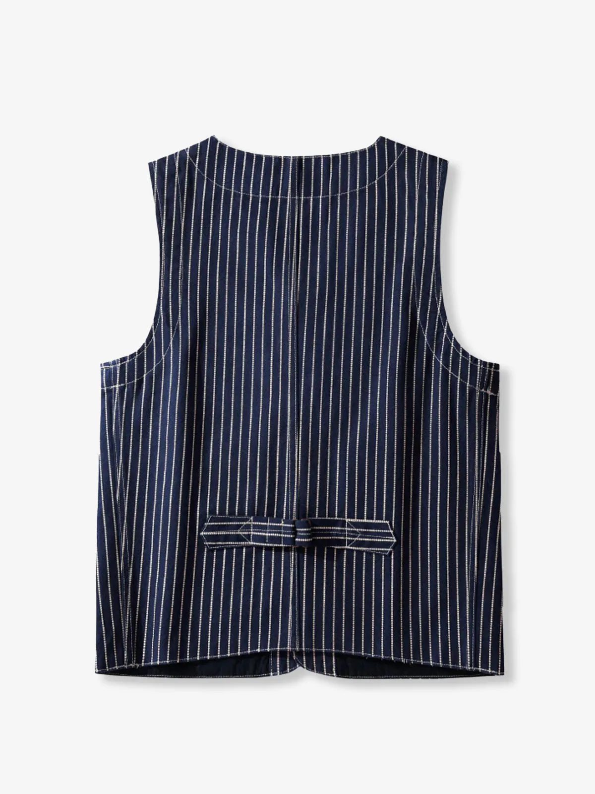 Striped V-Neck Cotton Canvas Work Vest sold by Karaku product image thumbnail 2