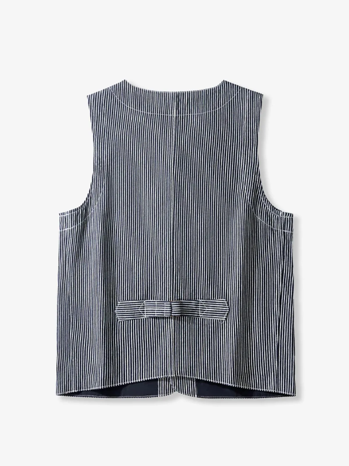 Striped V-Neck Cotton Canvas Work Vest sold by Karaku product image thumbnail 4