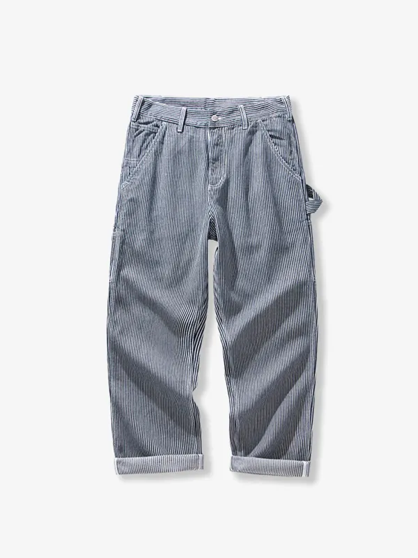 Raw Denim & Striped Denim Multi-Pocket Work Pants sold by Karaku