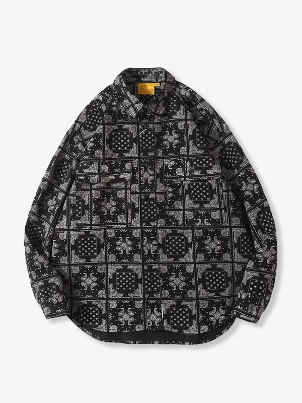 Elbow Patches Paisley Full Body Work Shirt sold by Karaku