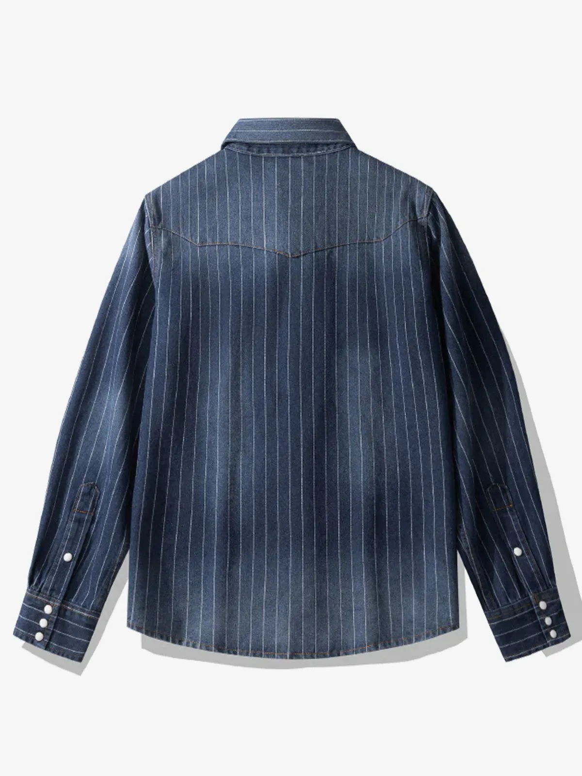 Western Yoke Wabash Stripe Denim Cotton Shirt sold by Karaku product image thumbnail 5