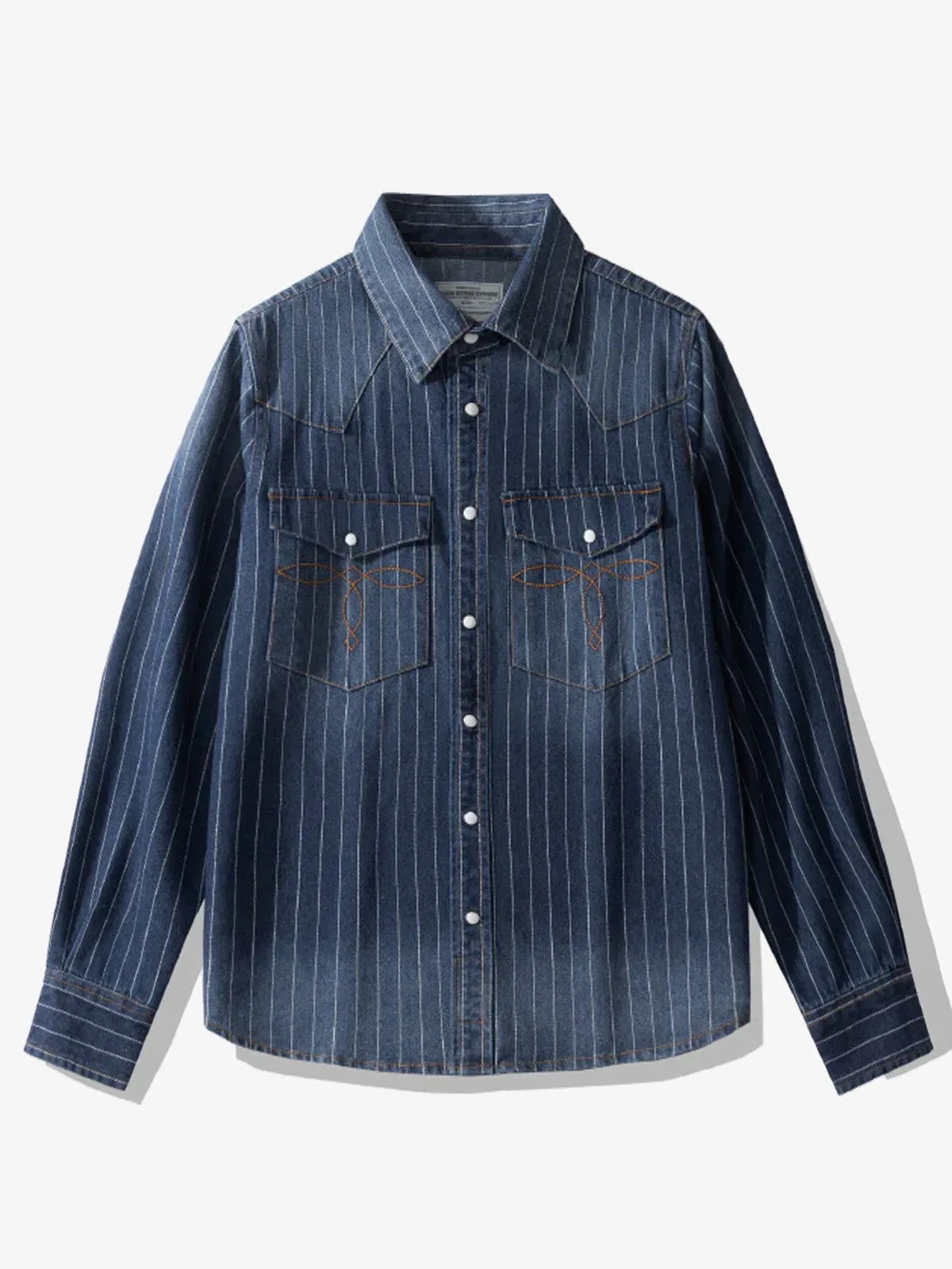 Western Yoke Wabash Stripe Denim Cotton Shirt sold by Karaku product image thumbnail 2