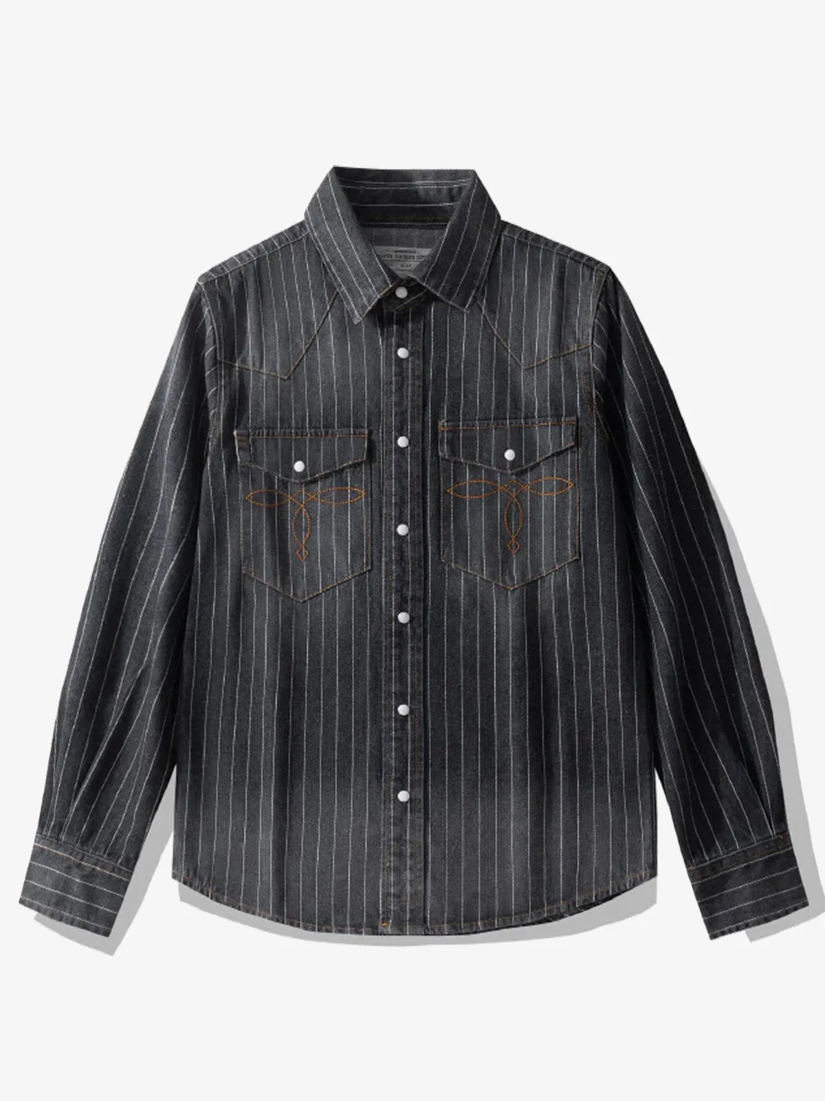 Western Yoke Wabash Stripe Denim Cotton Shirt sold by Karaku product image thumbnail 3