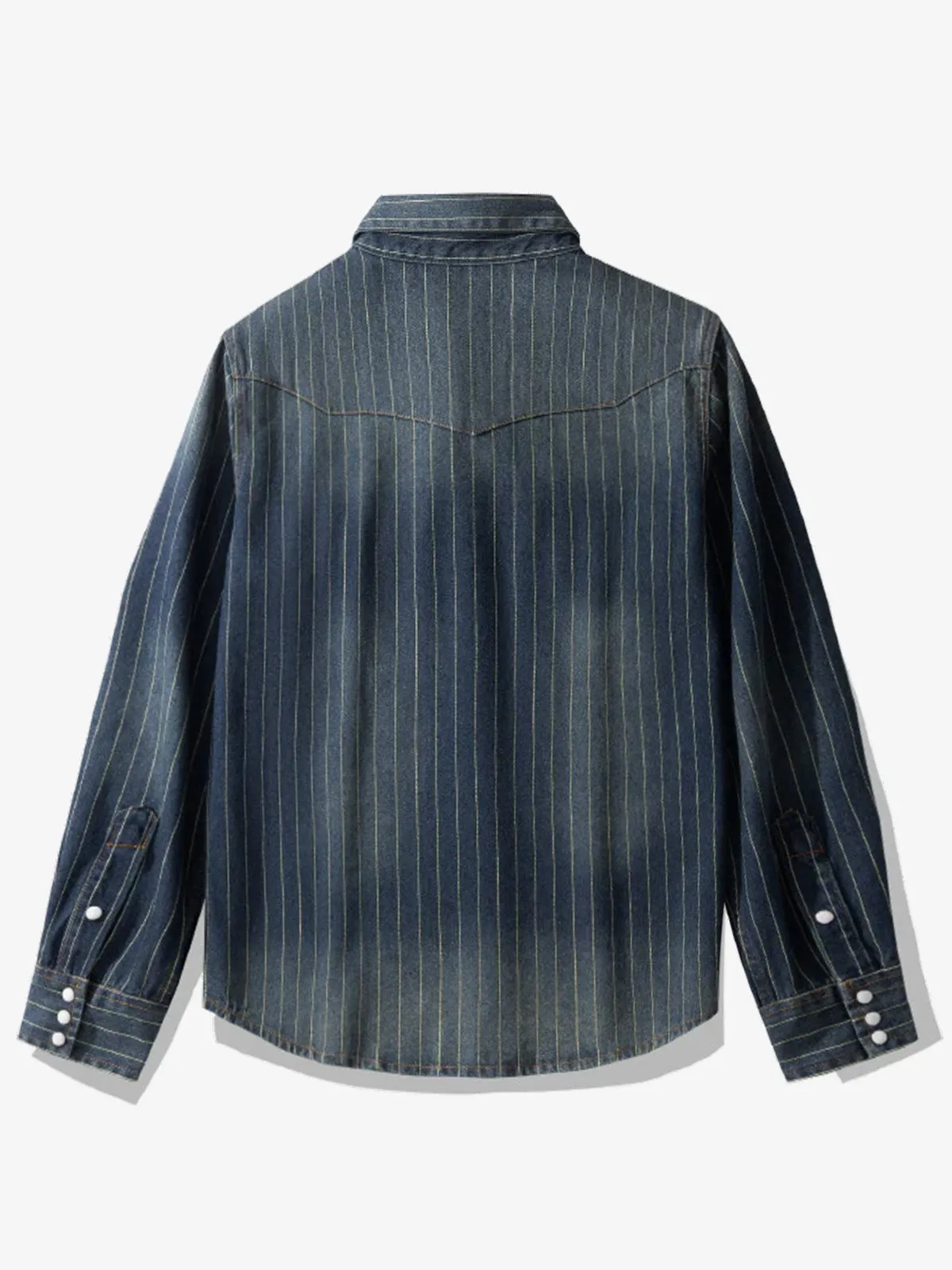 Western Yoke Wabash Stripe Denim Cotton Shirt sold by Karaku product image thumbnail 4