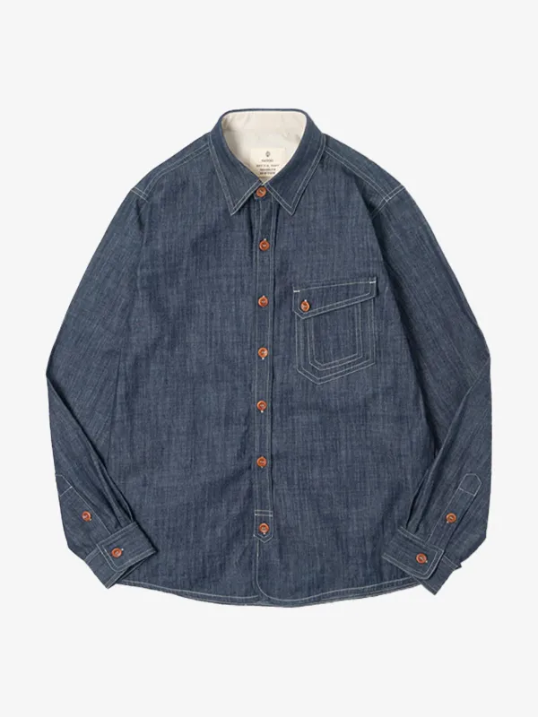 Navy CPO Denim Cotton Shirt sold by Karaku