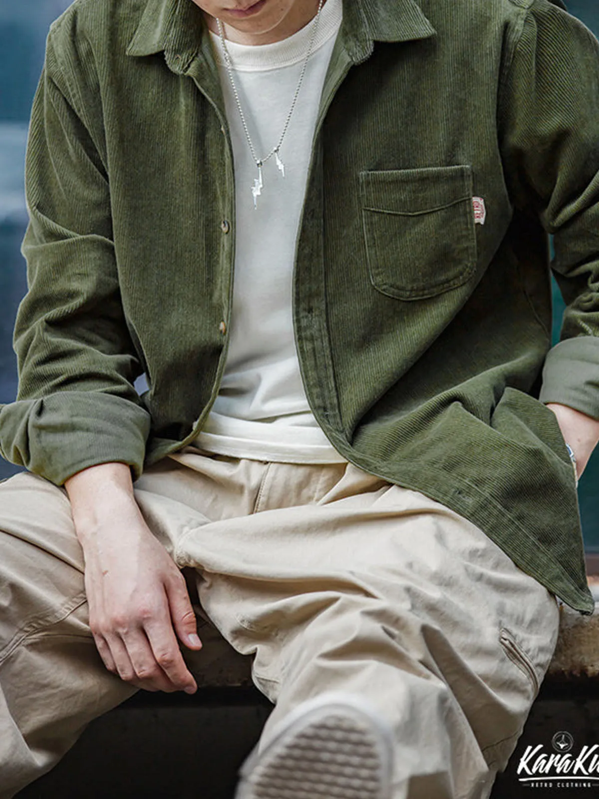 Solid Color Corduroy Work Shirt sold by Karaku product image thumbnail 5