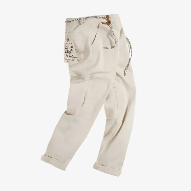 Natural Cotton Canvas Blend Trousers sold by Karaku