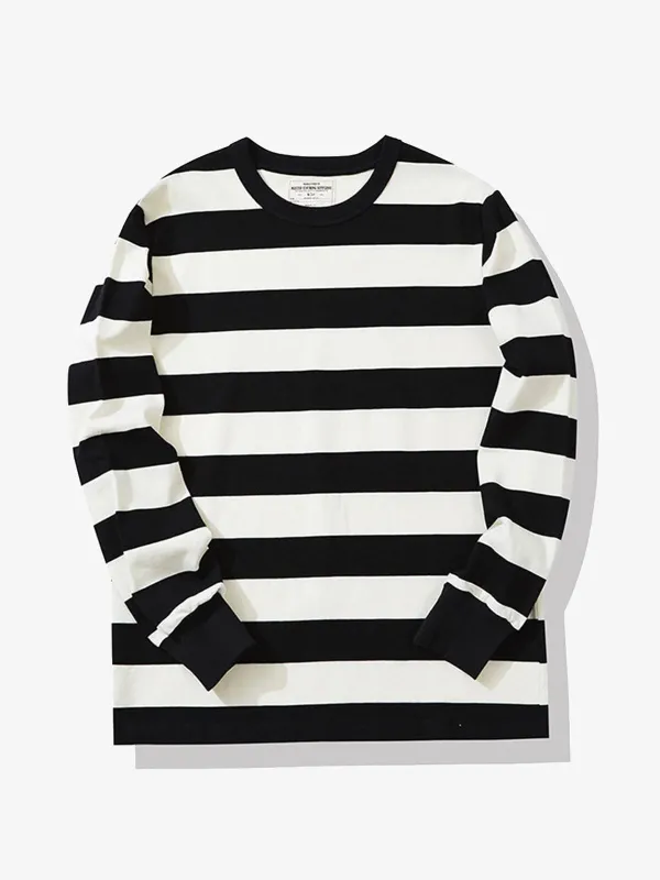 Heavyweight Biker Striped Long Sleeve Tee sold by Karaku