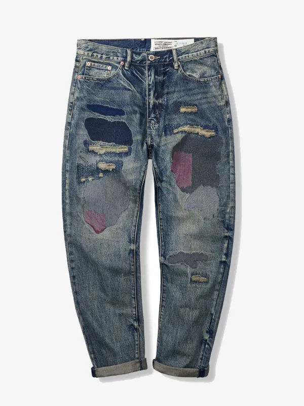 Artisan Handmade Patchwork Denim Pants sold by Karaku