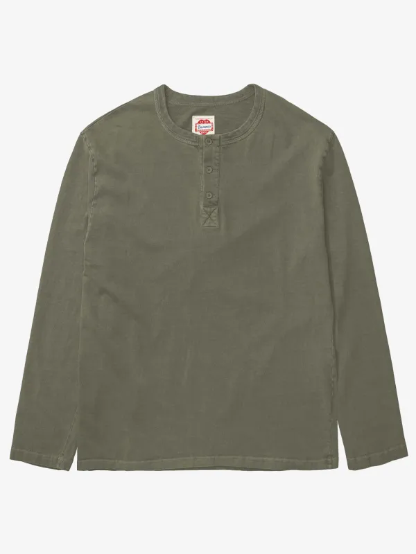 Washed Heavyweight Cotton Henley T-Shirt sold by Karaku