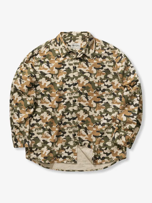 Cat Camouflage Pattern Cotton Work Shirt sold by Karaku
