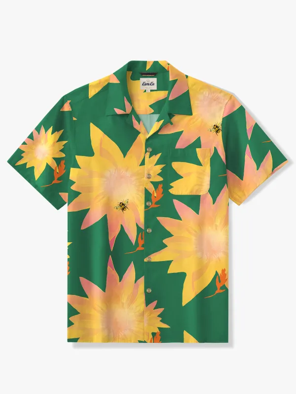 Tropical Floral & Bee Cotton Camp Shirt sold by Karaku