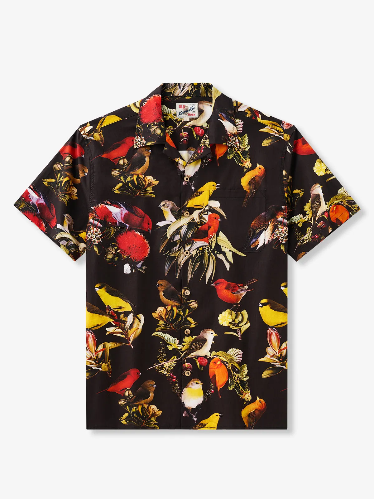 Hawaiian 'Ōhi'a Lehua & I'iwi Bird Cotton Shirt sold by Karaku