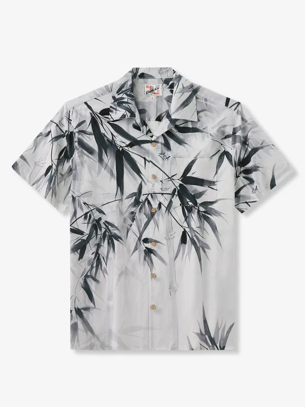 Exquisite Bamboo Ink Painting Cotton Camp Shirt sold by Karaku