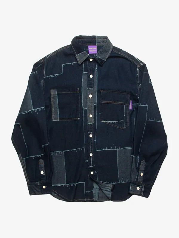 Vintage Patchwork Style Denim Shirt sold by Karaku