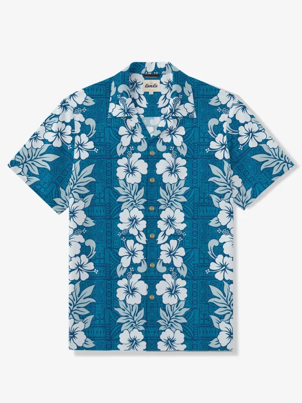 Hibiscus Blossom Print Cotton Camp Shirt sold by Karaku