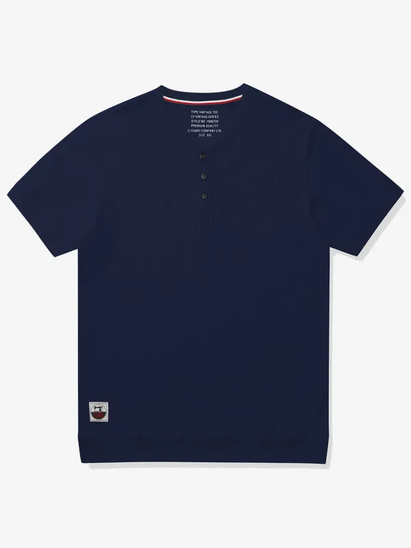 Durable 220g Cotton-Linen Heavyweight Henley Tee made by Karaku