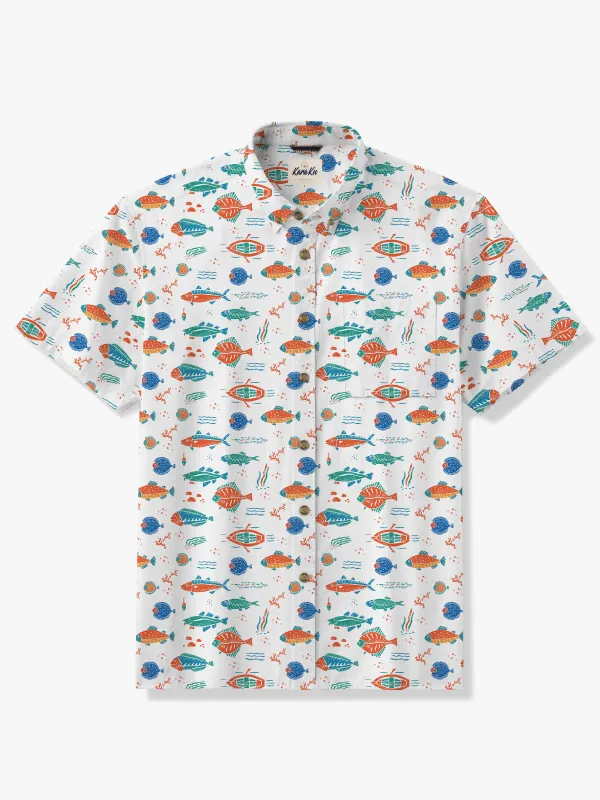 Tropical Vibes Cartoon Fish Seersucker Shirt sold by Karaku